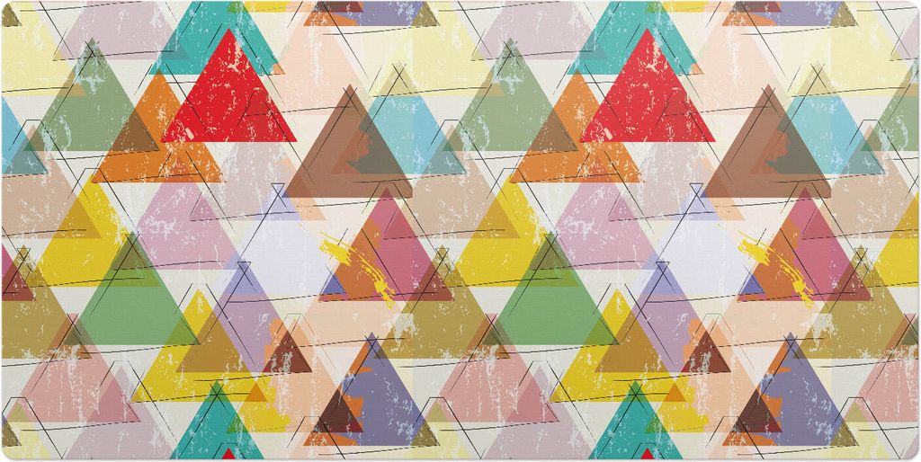 Bunte Retro-Dreiecke– Schreibtischunterlage – Schreibtisch Tischunterlage – 90x45 cm – Unterlage Groß Schreibtischmatte