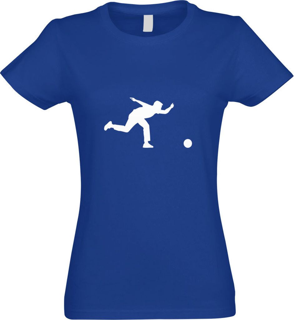 Kiwistar - T-Shirt tailliert - Damen - royal - Bowling Kegeln Figur Spieler - mit Motiv Bedruckt - Funshirt Design - Sport - Freizeit - Damen - L