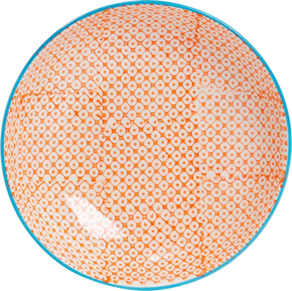 Handbedruckte Nudelschale von Nicola Spring – 22 cm – Orange