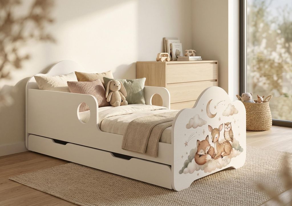 Kinderbett 140x70 cm mit Schublade Matratze Bettkasten Produktbild 