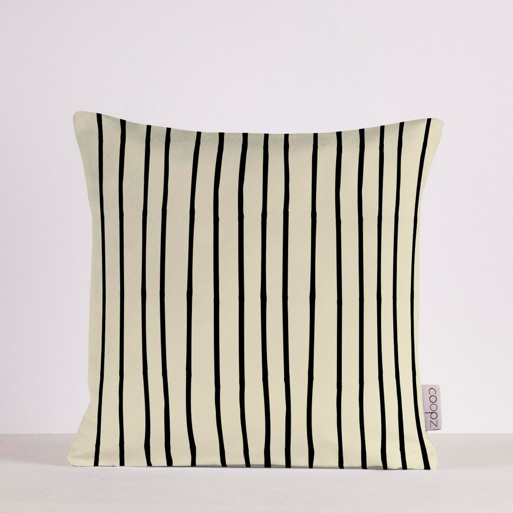 Kissenbezug Streifen schmal creme/ schwarz, Größe:60x60, Material:Canvas