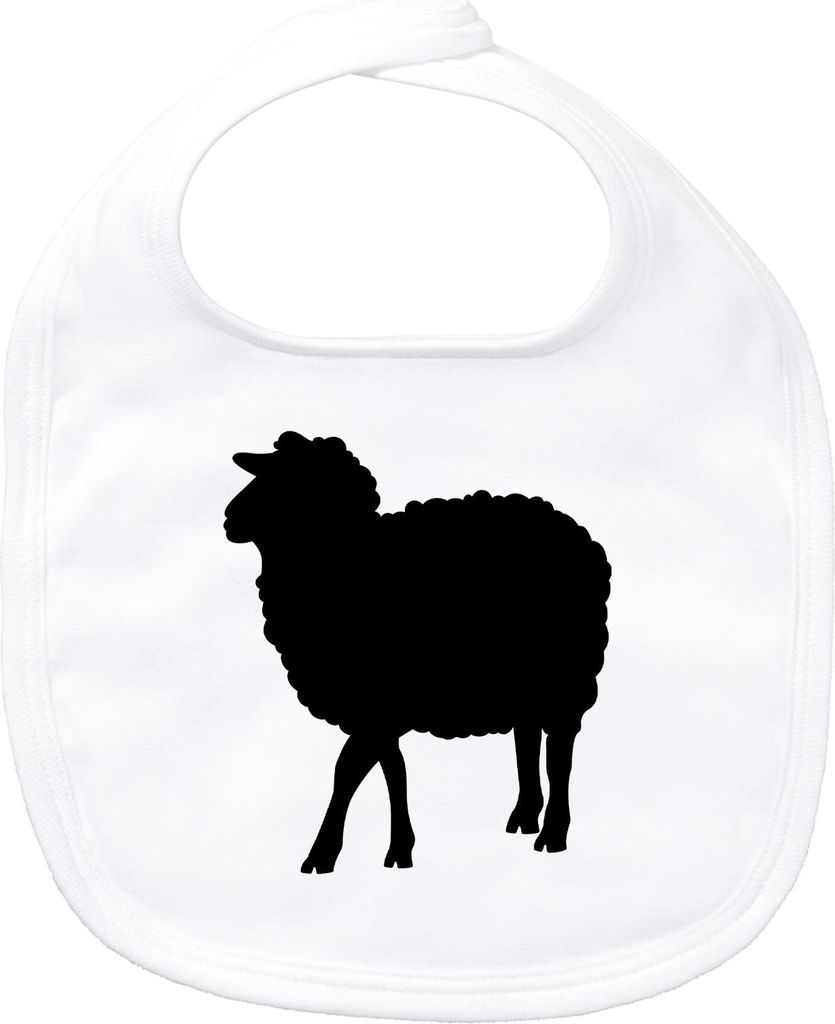 Huuraa Baby Lätzchen Schaf Silhouette White Klettverschluss Baumwolle Latz Geschenkidee