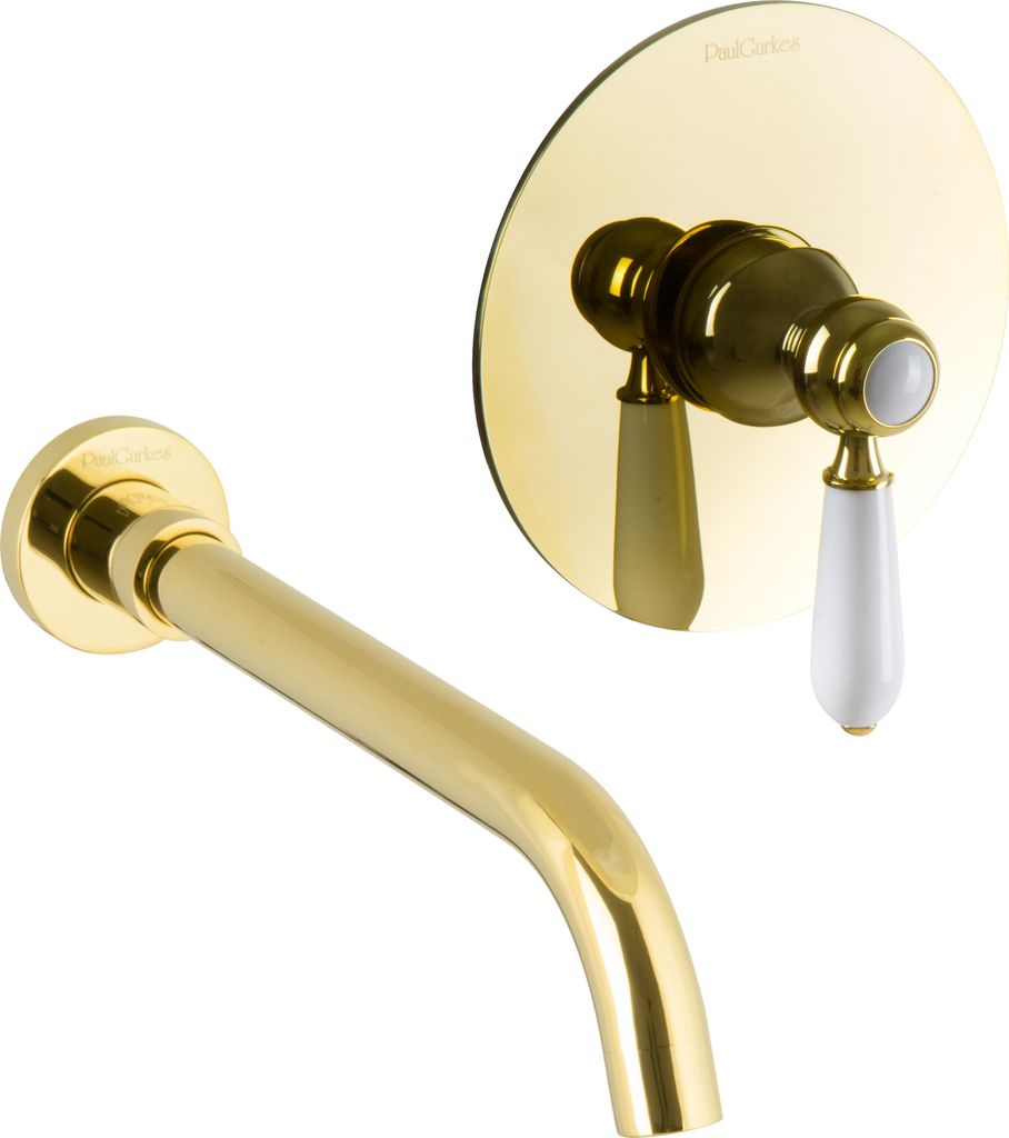 PaulGurkes Waschtisch-Armatur Gold 2-Loch Unterputz Einhandmischer Nostalgie