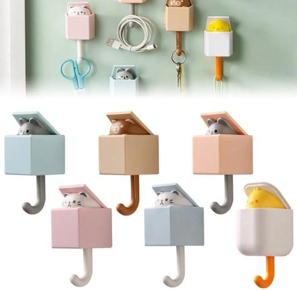 Patères Murales Animaux Rigolos en Lot de 6 pour Déco de Salle de Bain