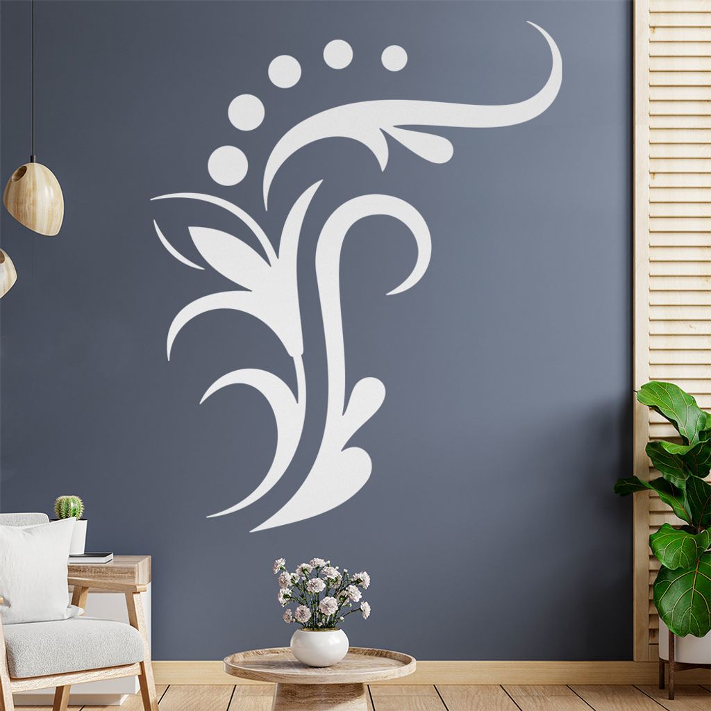 Blume - Linien Punkte Wandtattoo in 6 Größen - Wandaufkleber Wall Sticker - Dekoration, Küche, Wohnzimmer, Schlafzimmer, Badezimmer