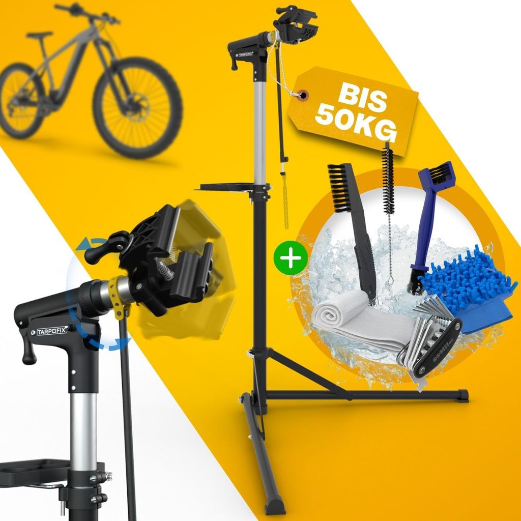 Tarpofix Fahrrad Montageständer – Stabiler Reparaturständer für E-Bike & MTB, 50 kg belastbar, 360° drehbar, höhenverstellbar