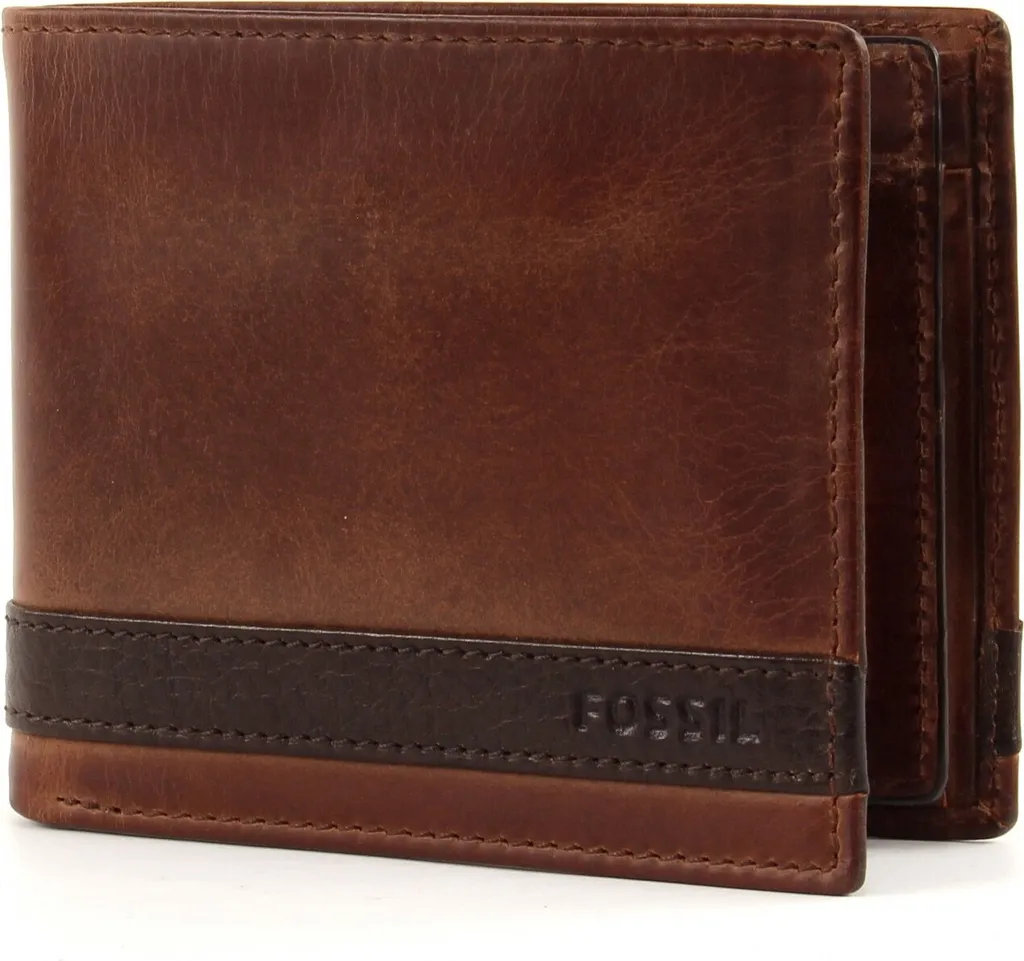 Fossil Portafoglio Quinn Bifold Pelle Marrone con Portamonete Uomo
