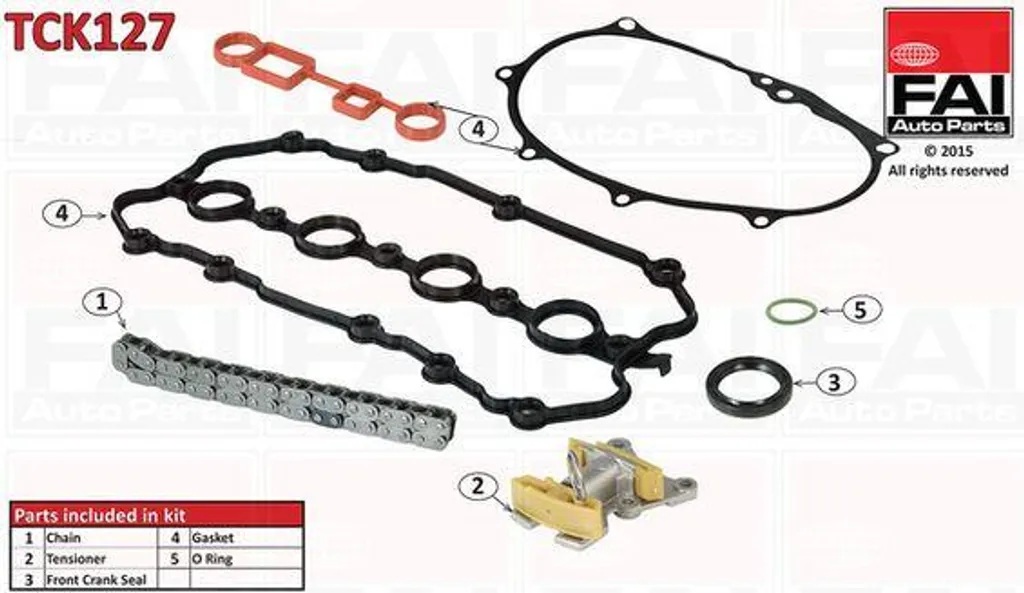 Réparation distribution pour Leon, Octavia et Golf kit chaîne TCK127 FAI