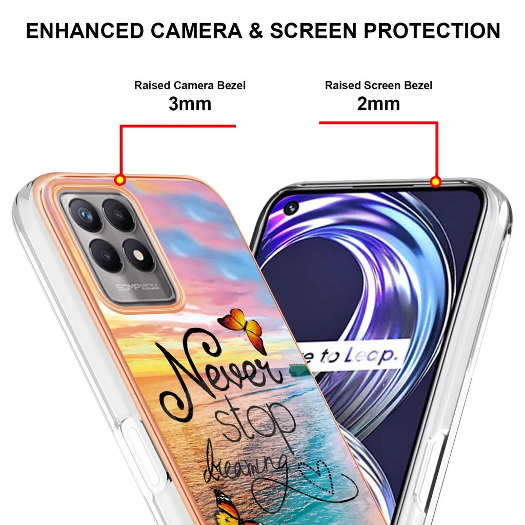 DOINK Custodia Pendenza Colorata Per Realme GT 2 Pro - Cover Traslucida TPU Con Paraurti Anticaduta (Oro/Nero)