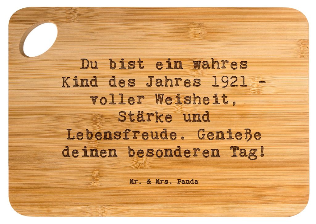 Mr. & Mrs. Panda Frühstücksbrettchen Spruch 1921 Geburtstag Freude - Transparent - Geschenk, Happy Birthday, jausenbrett, Holzbrettchen, Genieße...