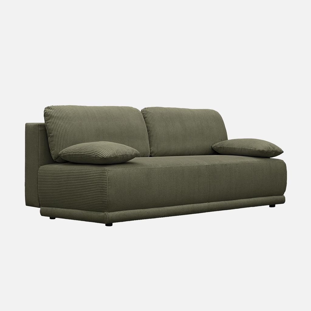 sweeek - 3-Sitzer Schlafsofa mit Cordbezug und Stauraum - Khaki