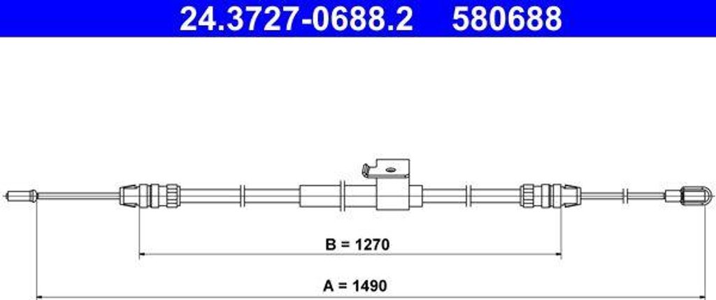 ATE 24.3727-0688.2 Seilzug, Handbremse OE 1816175 kompatibel mit Transit