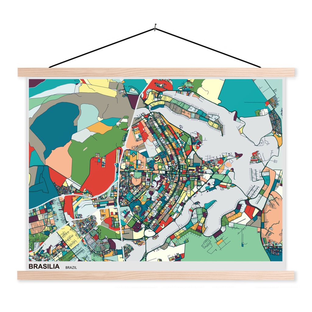 MuchoWow Textilposter Karte - Europa - Farben 150x113 cm mit holzfarbenen Rahmen - Poster