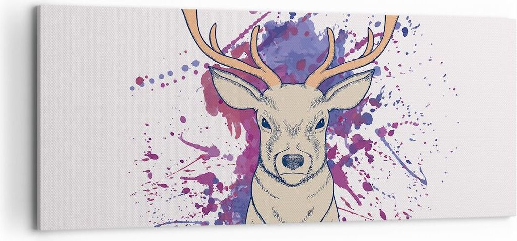 Bild auf Leinwand - Leinwandbild - Hirsch Abstraktion - 120x50cm - Wand Bild - Wanddeko - Leinwanddruck - Bilder - Kunstdruck - Wanddekoration - Le...