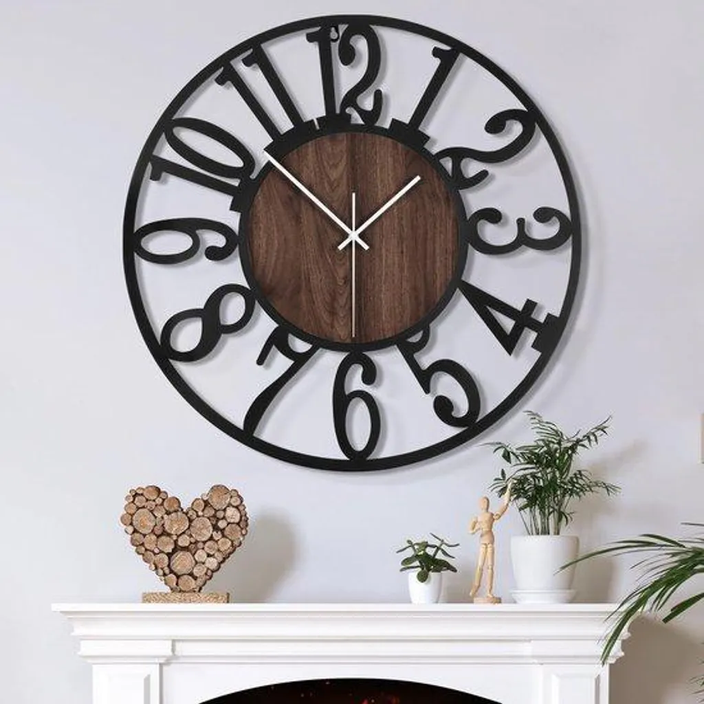 Grande Horloge Murale 40 cm Silencieuse à Piles Style Rétro Vintage