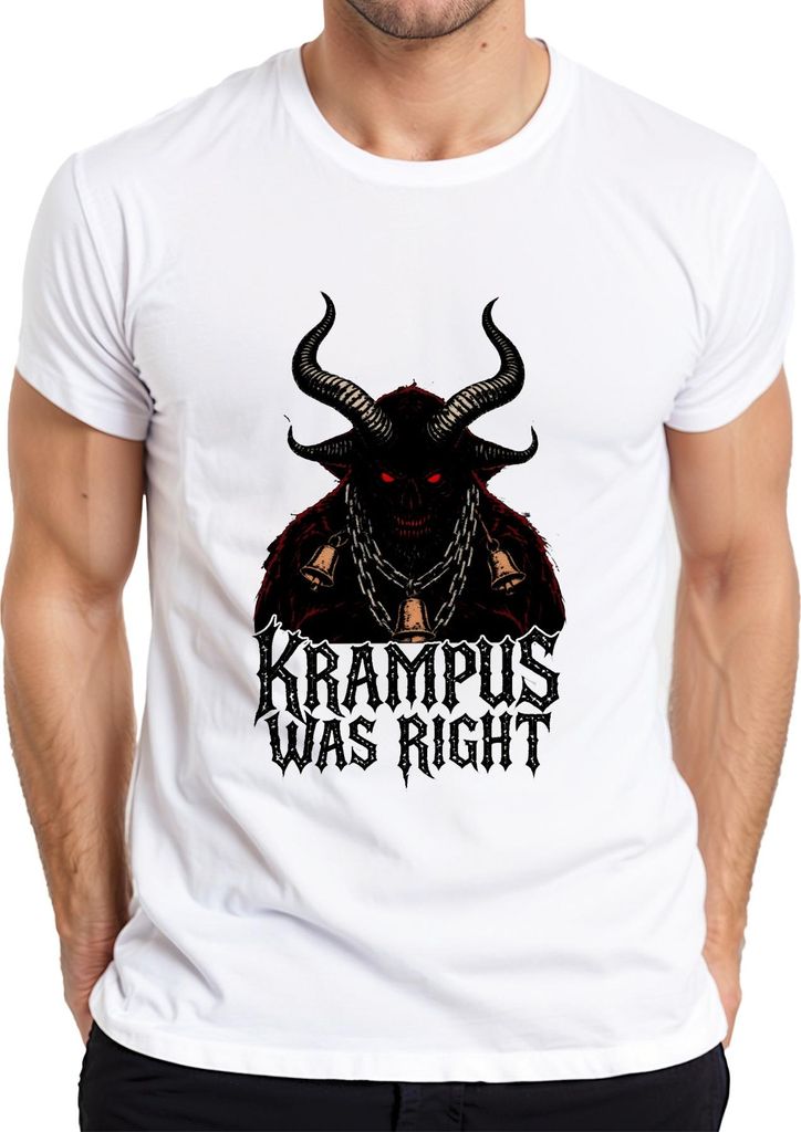 Krampus Was Right Weihnachtsgeschenk Horror Gothic düster Retro Herren T-Shirt, Weiß, S