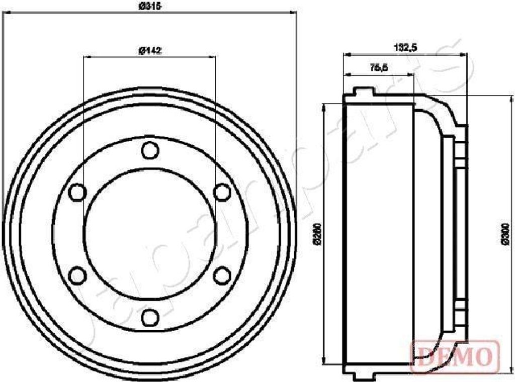 JAPANPARTS TA-0317C Bremstrommel Ø280mm Hinten für FORD TRANSIT MK-5 Bus (E) Transit Mk4 Pritsche/Fahrgestell (VE83) TRANSIT Kasten (T) TRANSIT Bus