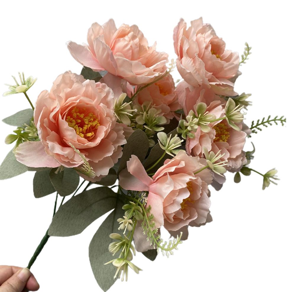 Künstlicher Blumenstrauß mit 6 Köpfen, vielseitig verwendbar, aus Seide, farbecht, naturgetreu, für Haus, Garten und Hochzeiten.