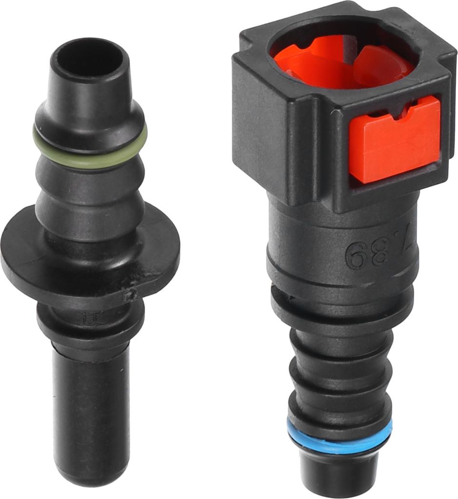 Auto Kraftstoffleitungs-Schnellverschluss-Set Gerade 5/16" 7,89mm SAE auf 5/16" 8mm Schnellkupplung Schlauch Kunststoff Rot.
