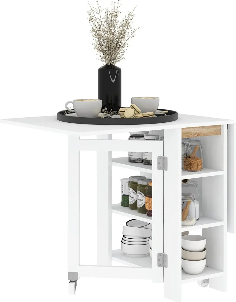 Table pliante blanche style moderne 120 cm - Plateau modulable haute qualité