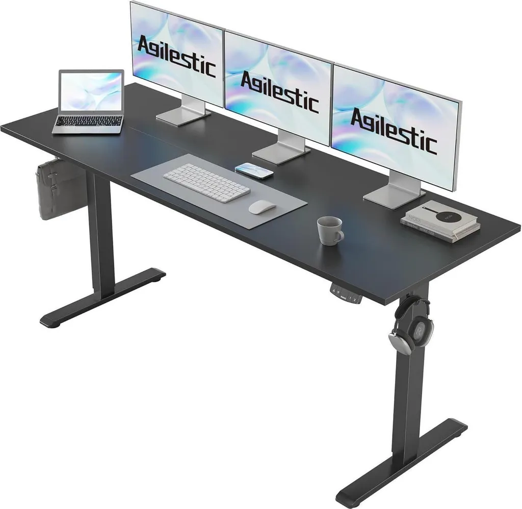 Bureau réglable en hauteur 160x60cm pour soulager le dos au travail