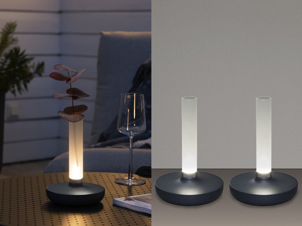 2er Set Outdoor Tischlampen, Gartenbeleuchtung kabellos & ohne Stromanschluss