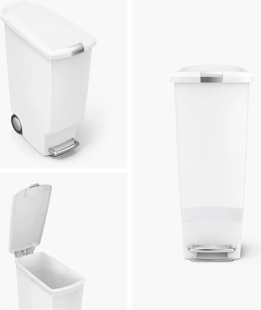 Poubelle anti-odeurs 40 L blanche hermétique à pédale pour cuisine