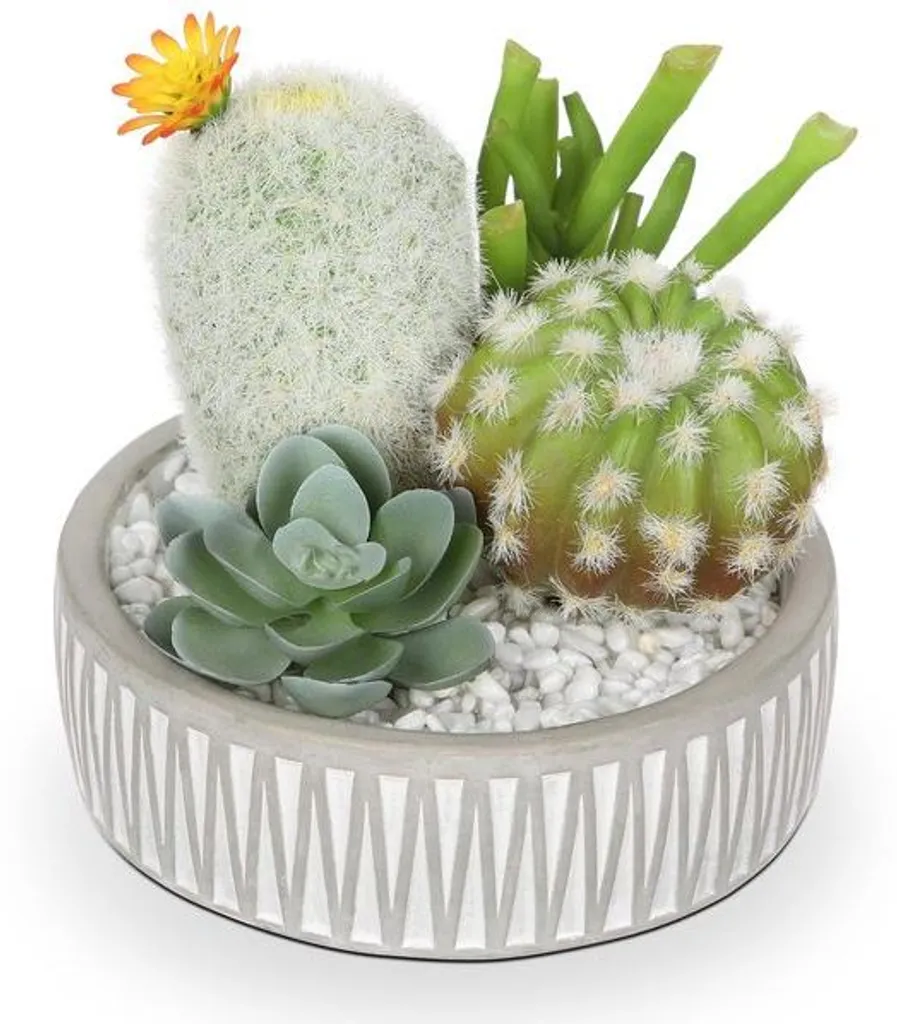 Mini cactus artificiel en pot - Plantes grasses déco pour étagère