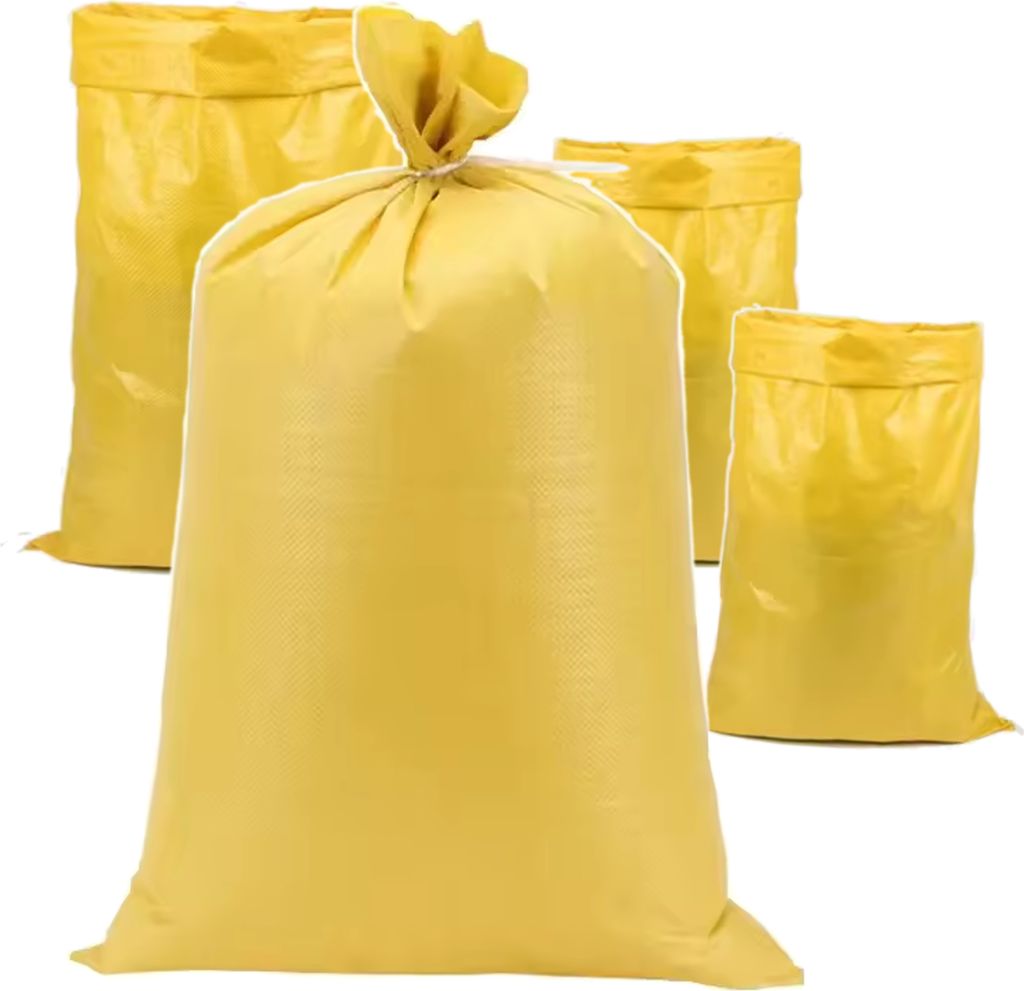 MIKONI Gewebesäcke | 10 Stück | 50x80 cm | Gelb | PP Transportsäcke Gewebesack Getreidesäcke Laubsack Sandsäcke Hochwassersäcke Transportsack