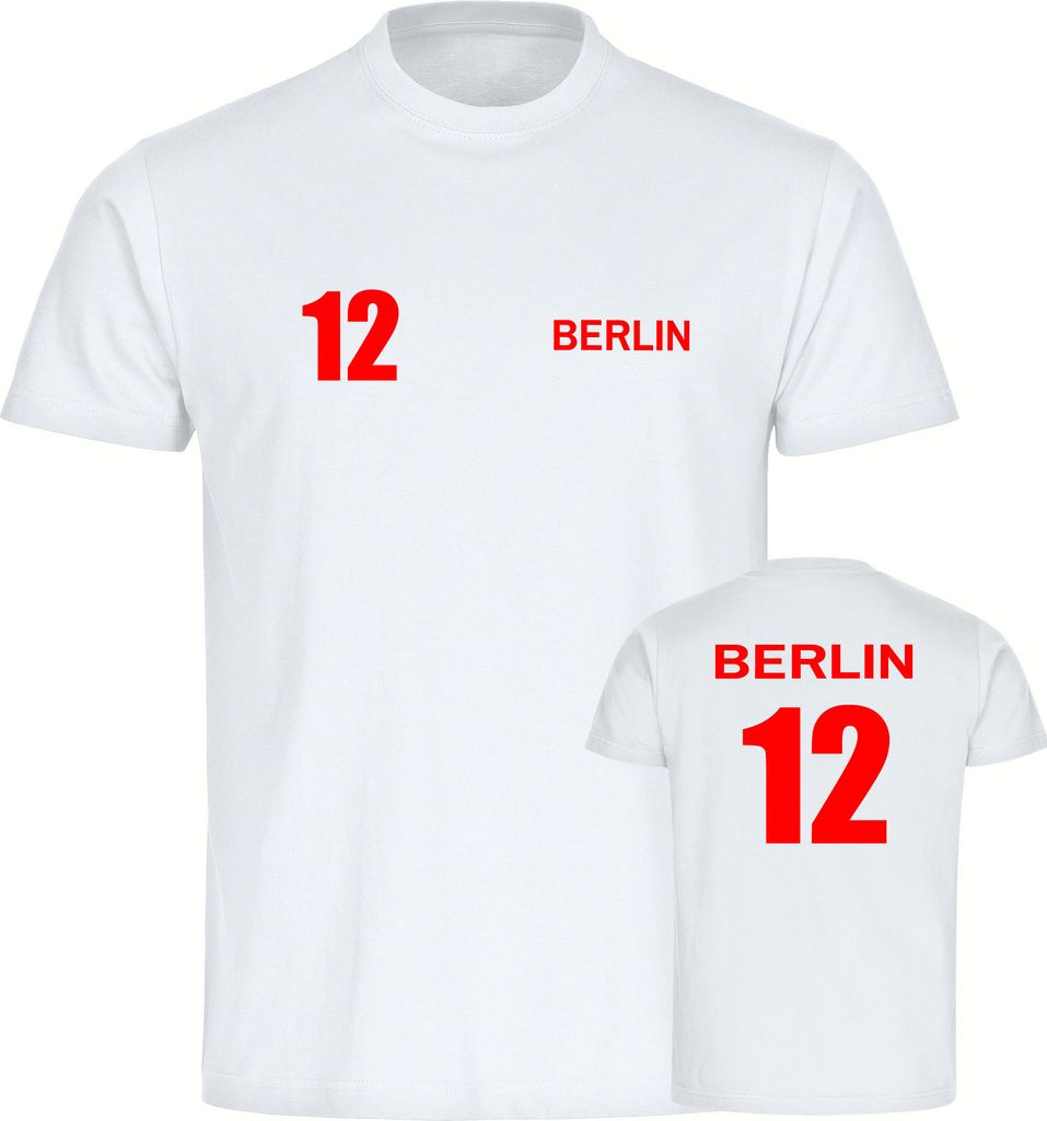 multifanshop Herren T-Shirt - Berlin rot - Trikot Nummer 12, weiß, Größe XL