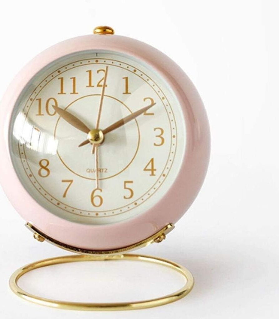 Leiser, nicht tickender Morgenwecker, nicht tickender Nachttischwecker mit Nachtlicht, Retro-Wecker, Quarzwerk, batteriebetriebene Uhr, Schlafzimme...