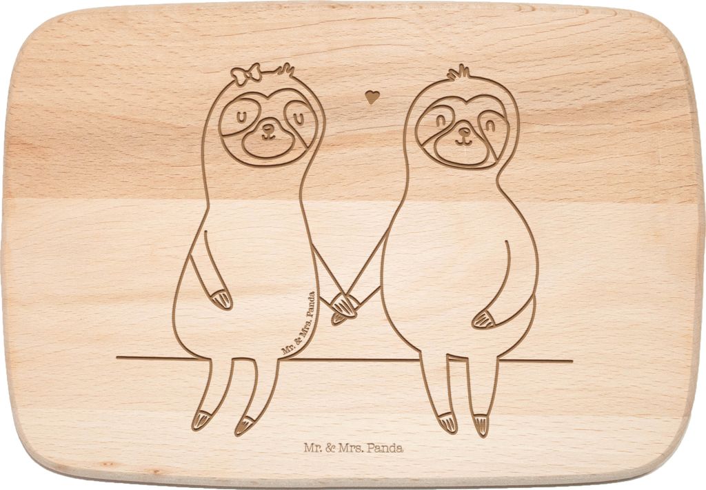 Mr. & Mrs. Panda Holzbrett Faultier Pärchen - Transparent - Geschenk, Liebe, Küchenbrett, Frühstücksbrettchen, Beziehung, Schneidebrett, brotze...