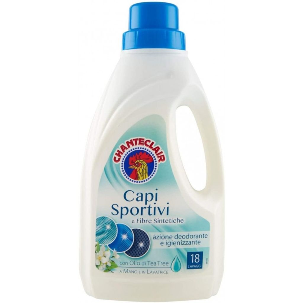 A bottle of laundry detergent for sports clothes.