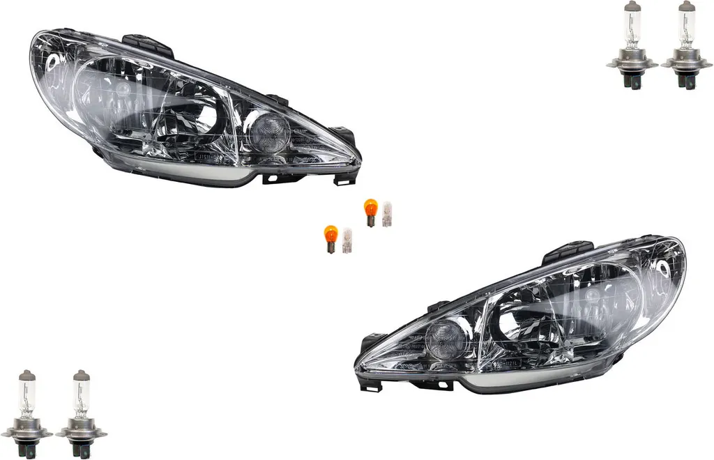 Johns, fari adatti per Peugeot 206/CC 09/98- + Leuchtmit. Set destro