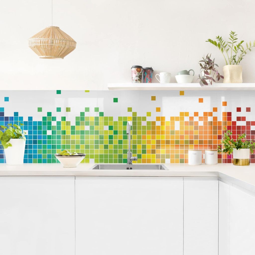 Küchenrückwand Muster selbstklebend - 0.35 mm Wandpaneel wasserfest Design bunt Abstrakt Spritzschutz fugenlos
