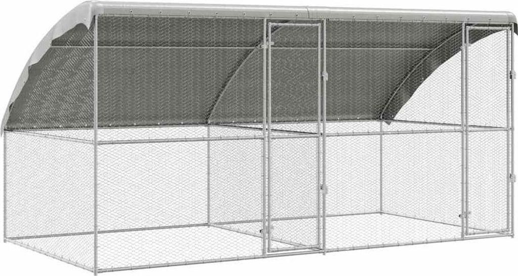 vidaXL Hühnerkäfig 2 pcs Silber 400 x 200 x 198,5 cm Verzinkter Stahl