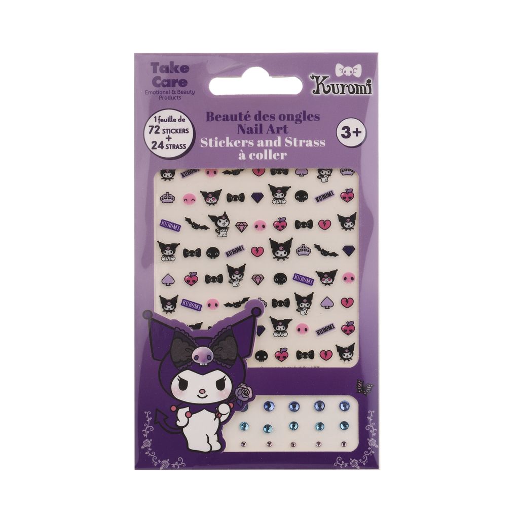 Kuromi Nagelsticker Set – 72 Sticker + 24 Steinchen – Offiziell Lizenziert
