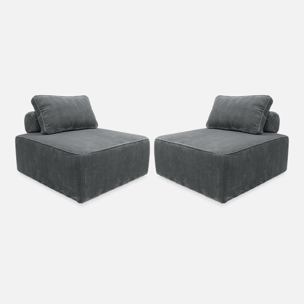 sweeek - 2er-Set Sofa-Modul-Sessel mit Cordbezug  - Produktbild 