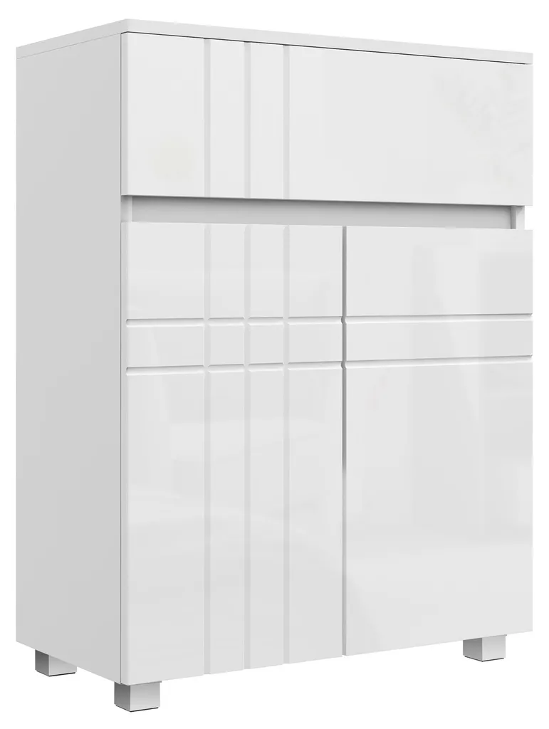 Placard de salle de bain sur pied blanc laqué - Meuble d'appoint 60cm
