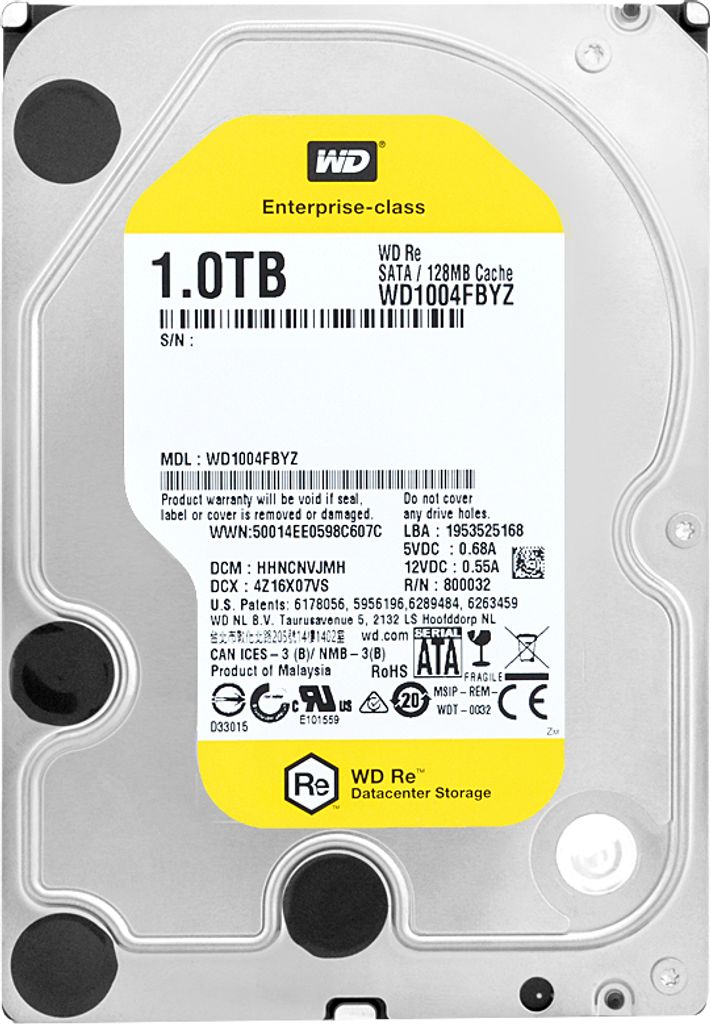 Western Digital WD Re 1TB 3,5' Festplatte SATA III 128MB Cache 7200U/min WD1004FBYZ