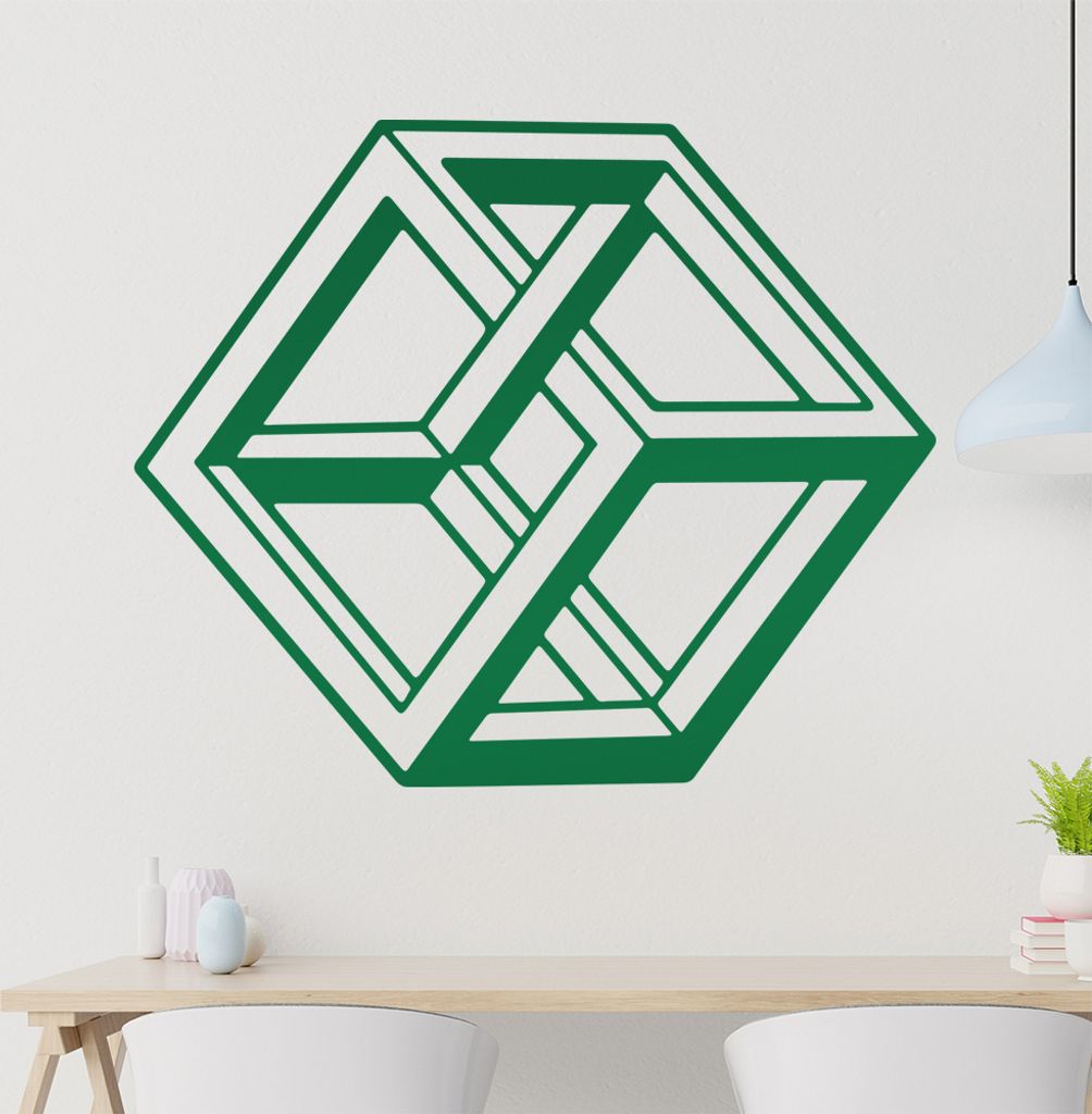 KIWISTAR Optische Täuschung Illusion - Würfel Wandtattoo in 6 Größen - Wandaufkleber Wall Sticker - Dekoration, Küche, Wohnzimmer, Schlafzimme...