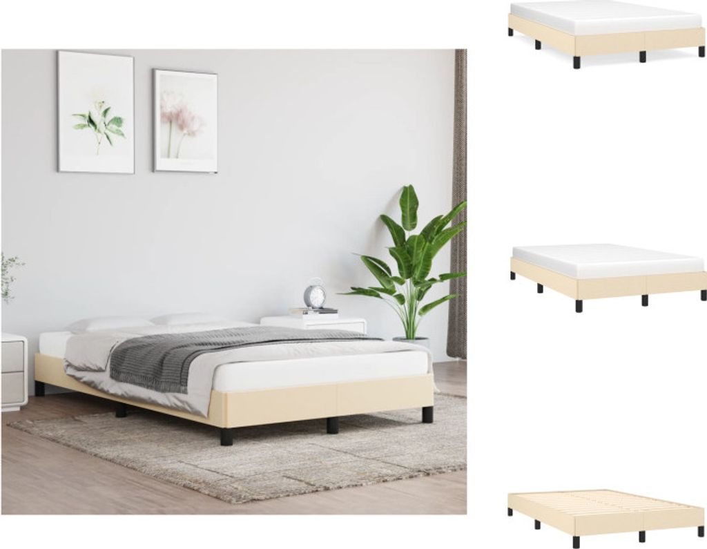 vidaXL Bettgestell Creme 120x200 cm Stoff - Betten & Bettgestelle