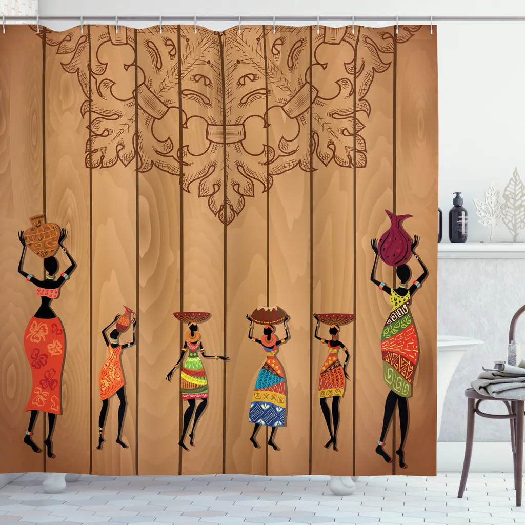ABAKUHAUS Tenda Doccia Africana 175x180cm - Design Aborigeno con Ganci