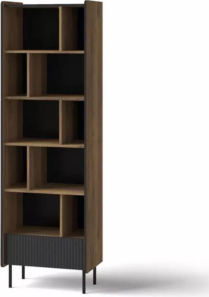Petite bibliothèque ASHEBORO étagère gain de place en bois et métal