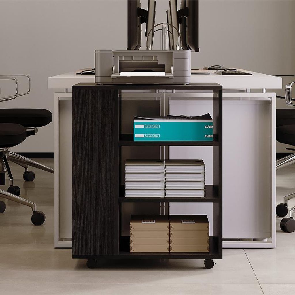 Multifunktionaler Druckertisch Regal Auf Rädern Regal Schrank Schwarz