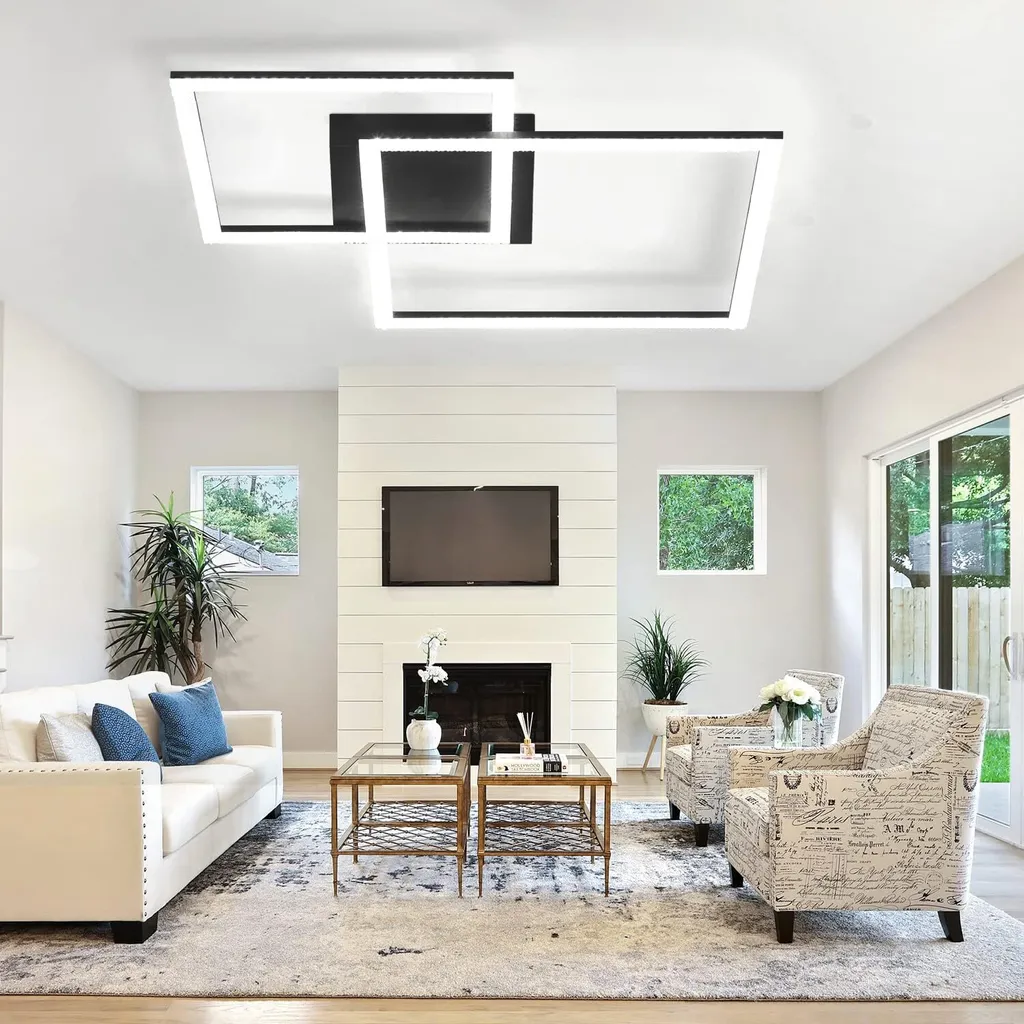 Plafonnier LED Dimmable avec Télécommande 54W Noir pour Salon Moderne - 9