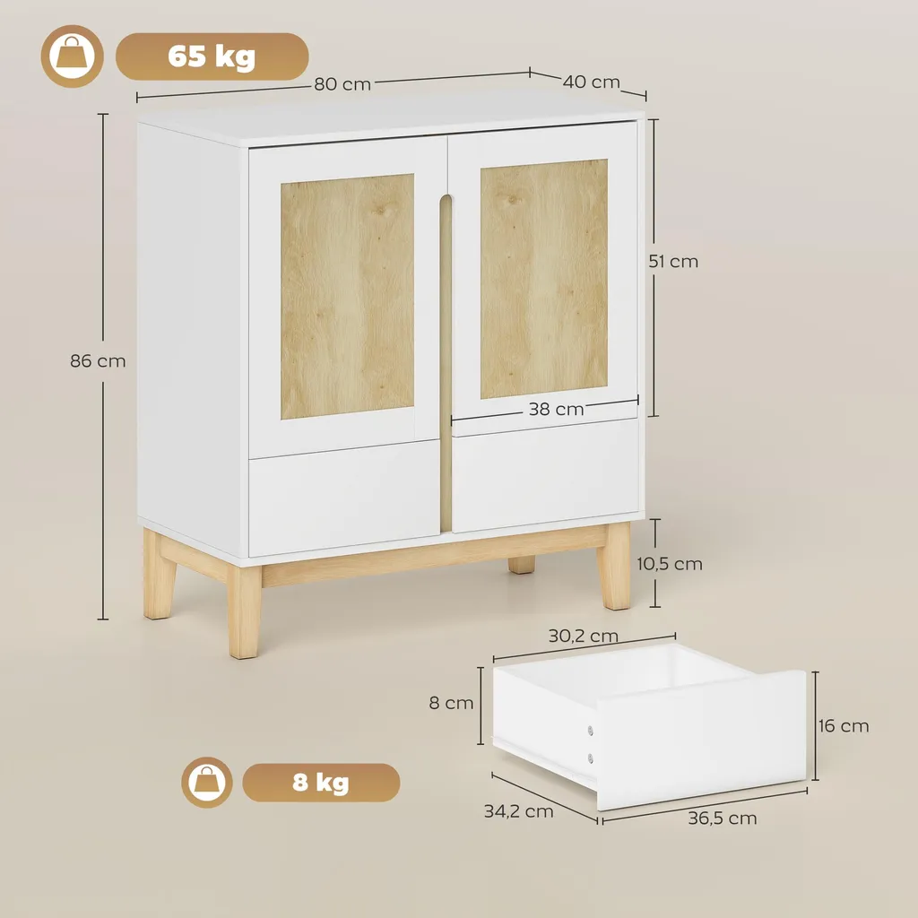 Buffet Bas Gain de Place : Solution de Rangement pour Cuisine et Salon - 5