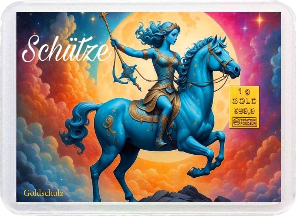 Grußkarte Sternzeichen Schütze Goldbarren 1g 1 Gramm Produktbild 