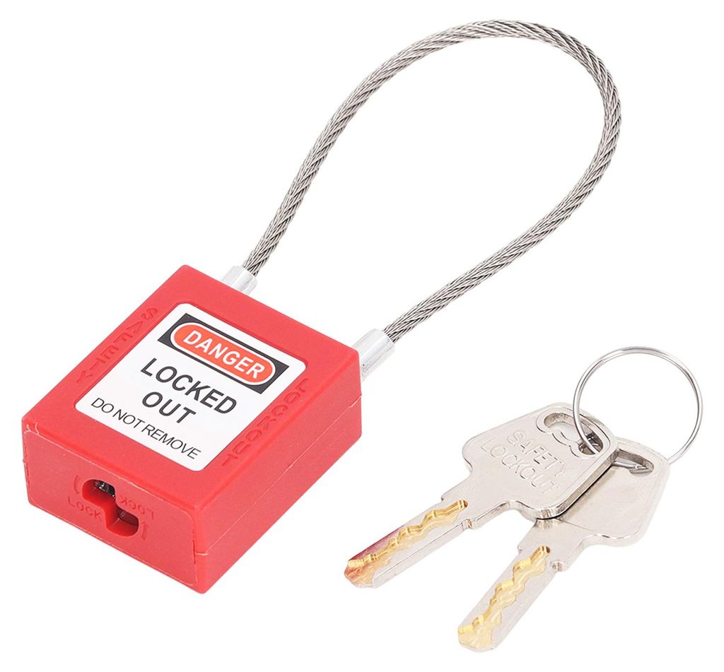 Lockout Tagout Lock Edelstahlkabel-Sicherheitsvorhängeschloss mit 2 Schlüsseln