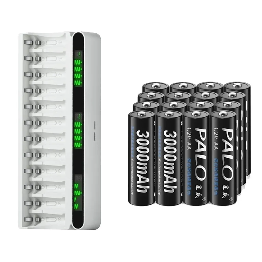 Stazione di Ricarica 16 Slot Pile AA AAA LCD - Carica Rapida Modellismo